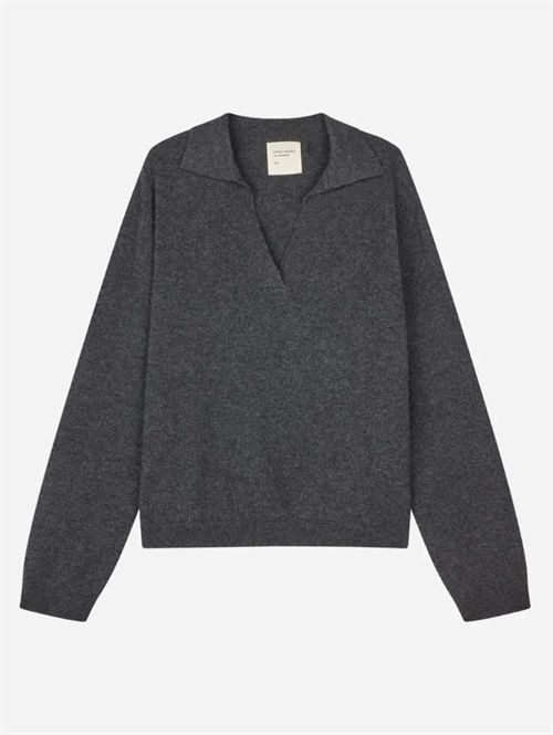 PEOPLES REPUBLIC OF CASHMERE WOMENS OVERSIZED COLLAR V-NECK DRAK GREY